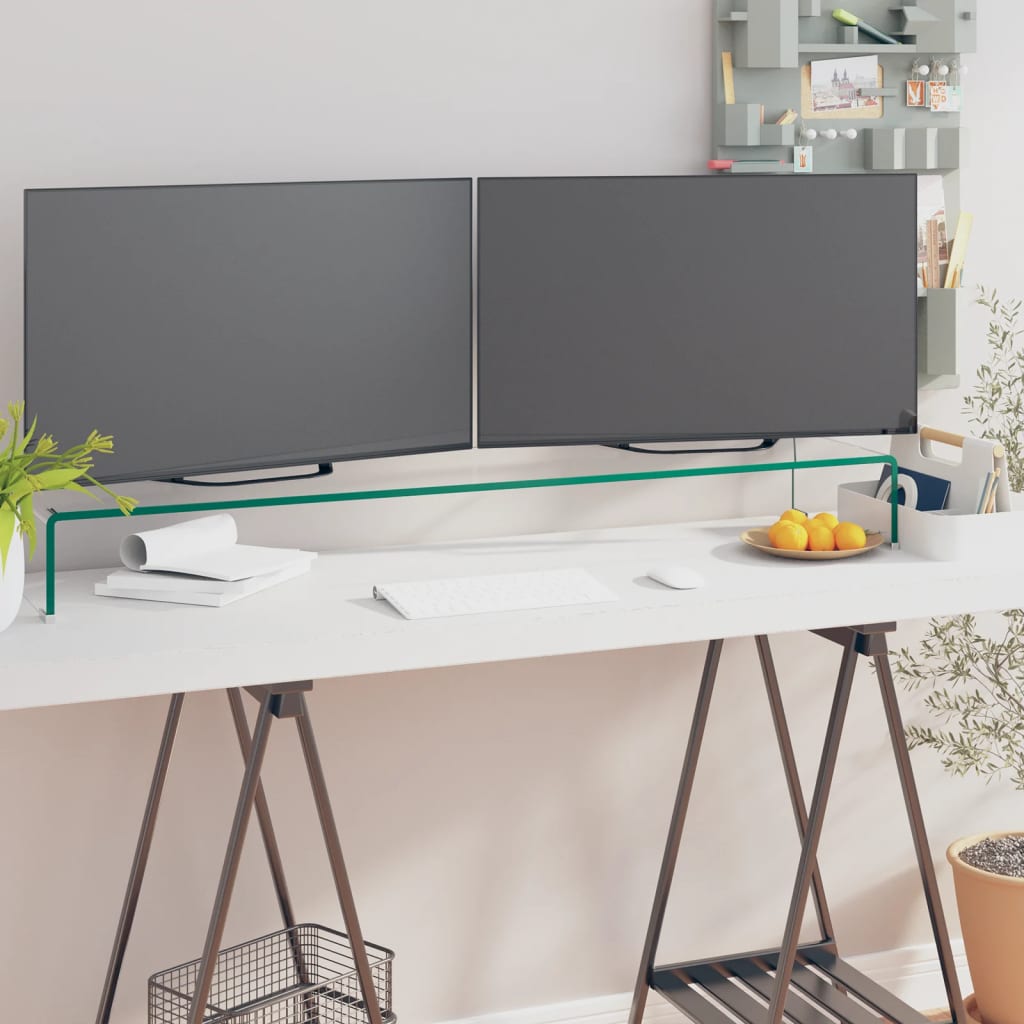 vidaXL TV-meubel/monitorverhoger transparant 60x25x11 cm glas