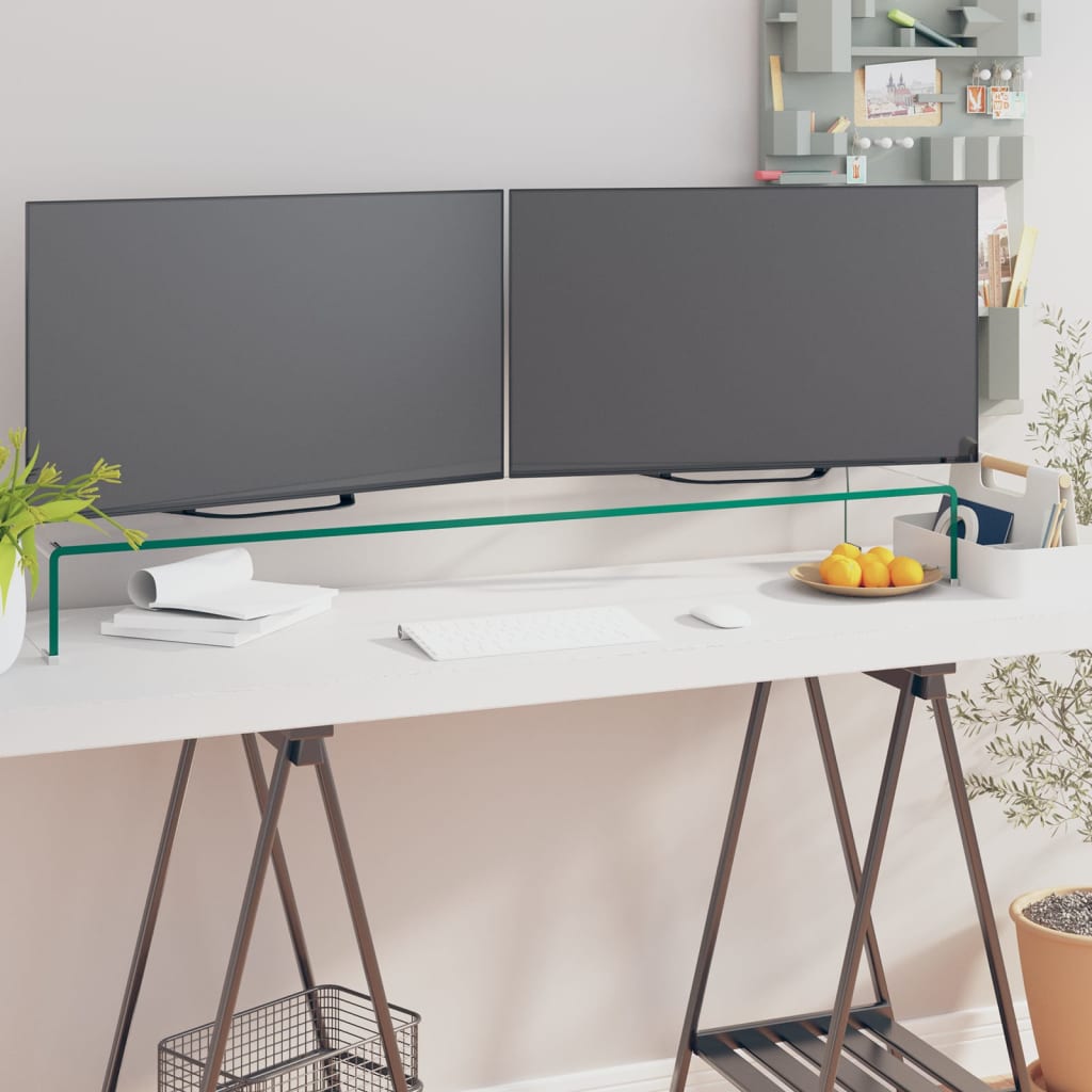 vidaXL TV-meubel/monitorverhoger transparant 60x25x11 cm glas