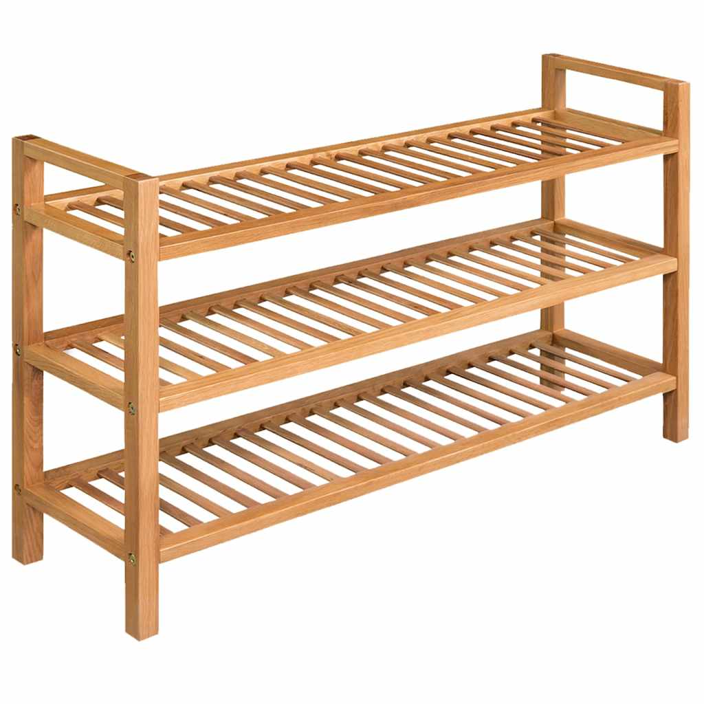 vidaXL Schoenenrek met 2 schappen 50x27x40 cm massief eikenhout