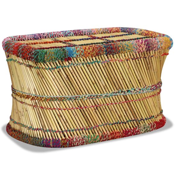 vidaXL Coffee Table with Chindi Details Bamboo Multicolored