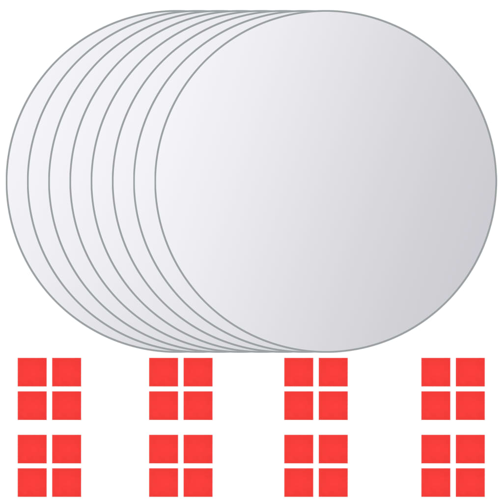 vidaXL 8 pcs Mirror Tiles round glass