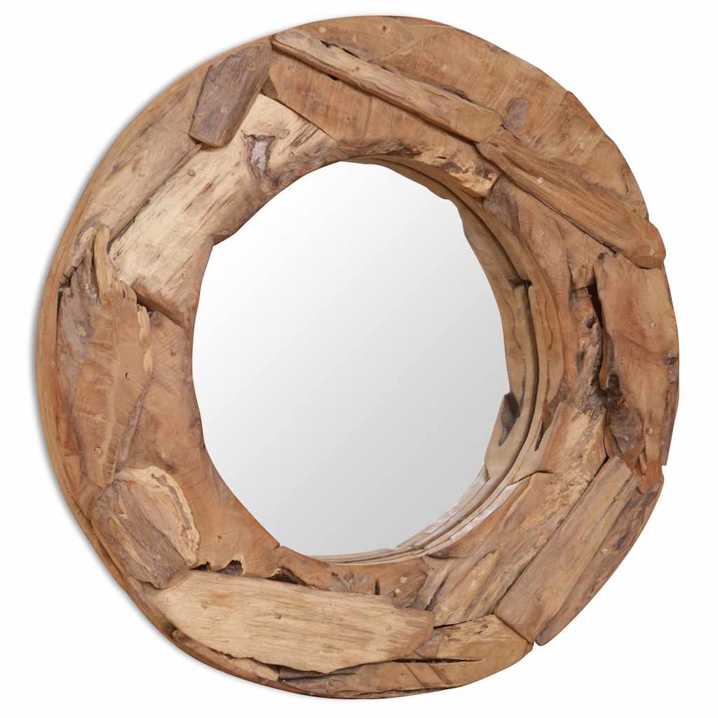 vidaXL Decorative Mirror Round 60 cm Teak Wood