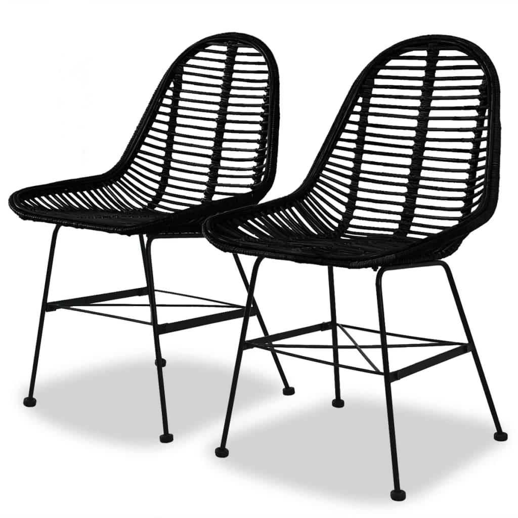 vidaXL Dining Chairs 2 pcs natural rattan