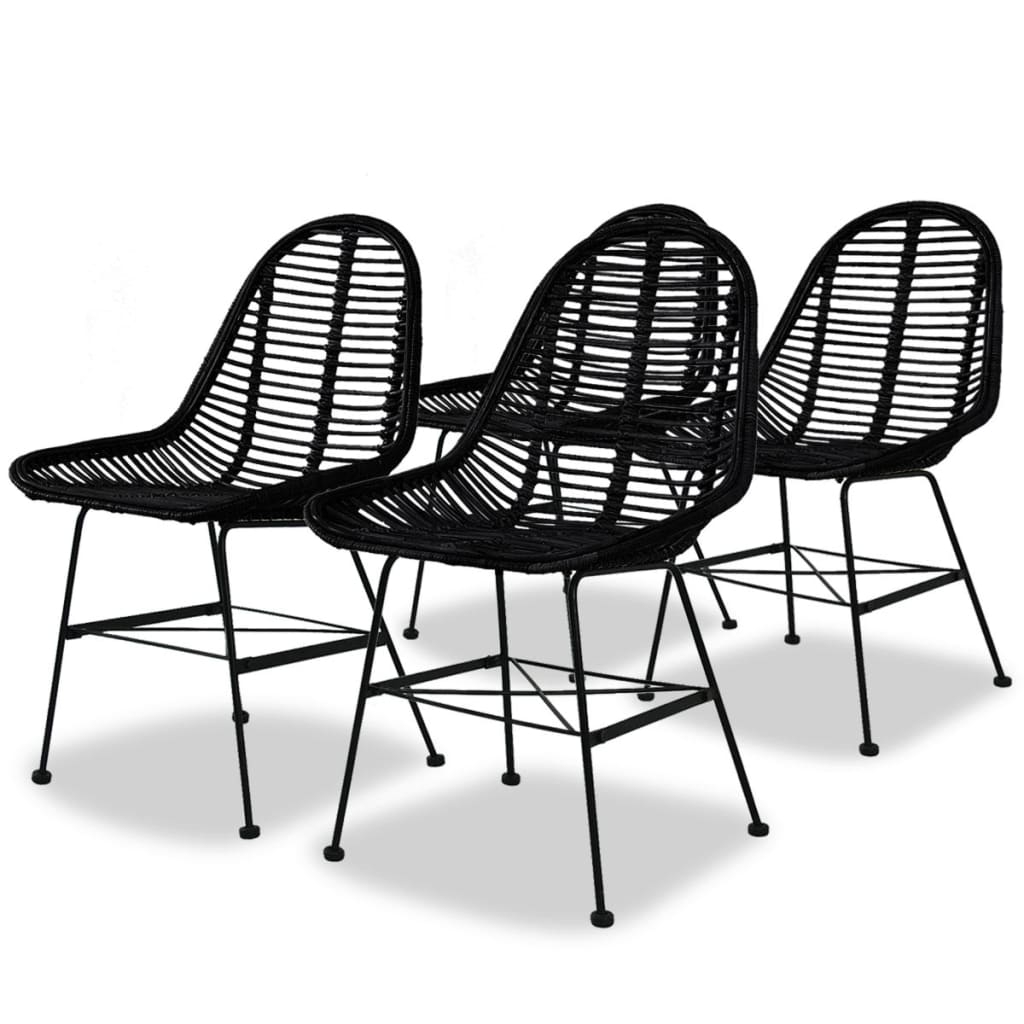 vidaXL Dining Chairs 2 pcs natural rattan