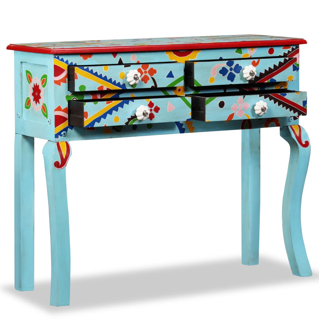 vidaXL Hand-Painted Console Table Solid Mango Wood Blue