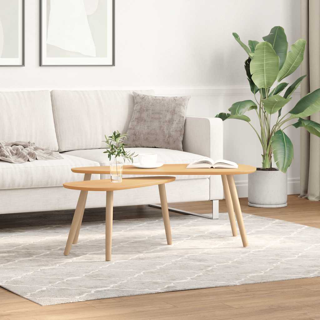 vidaXL 2-Piece Coffee Table Set Solid Pine Wood White
