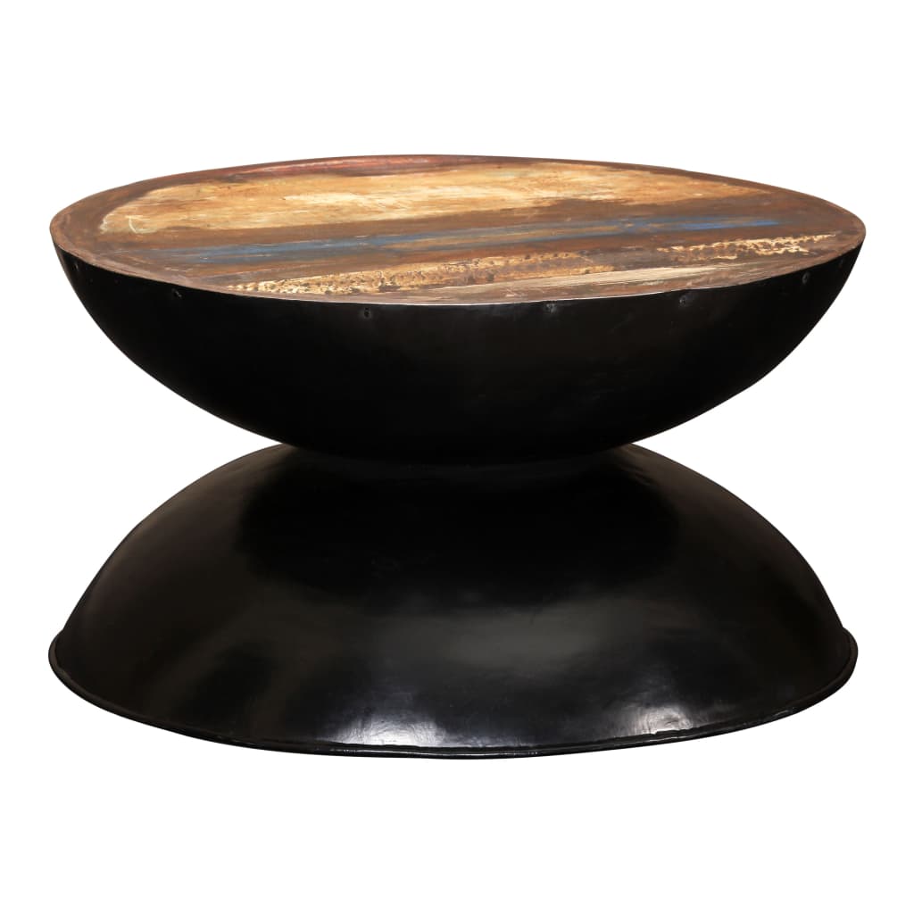 vidaXL Coffee Table Bowl Shaped with Steel Frame Recycled Wood