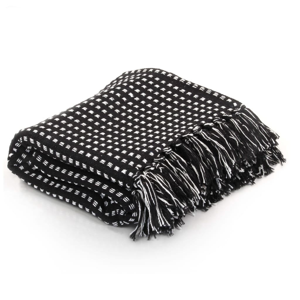 vidaXL Herringbone Plaid 125x150 cm cotton grey