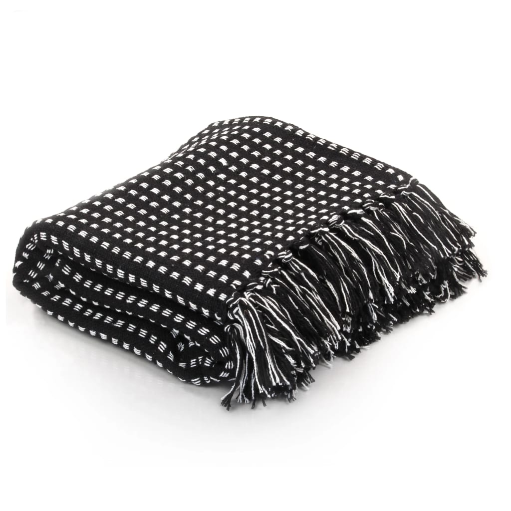 vidaXL Herringbone Plaid 125x150 cm cotton grey