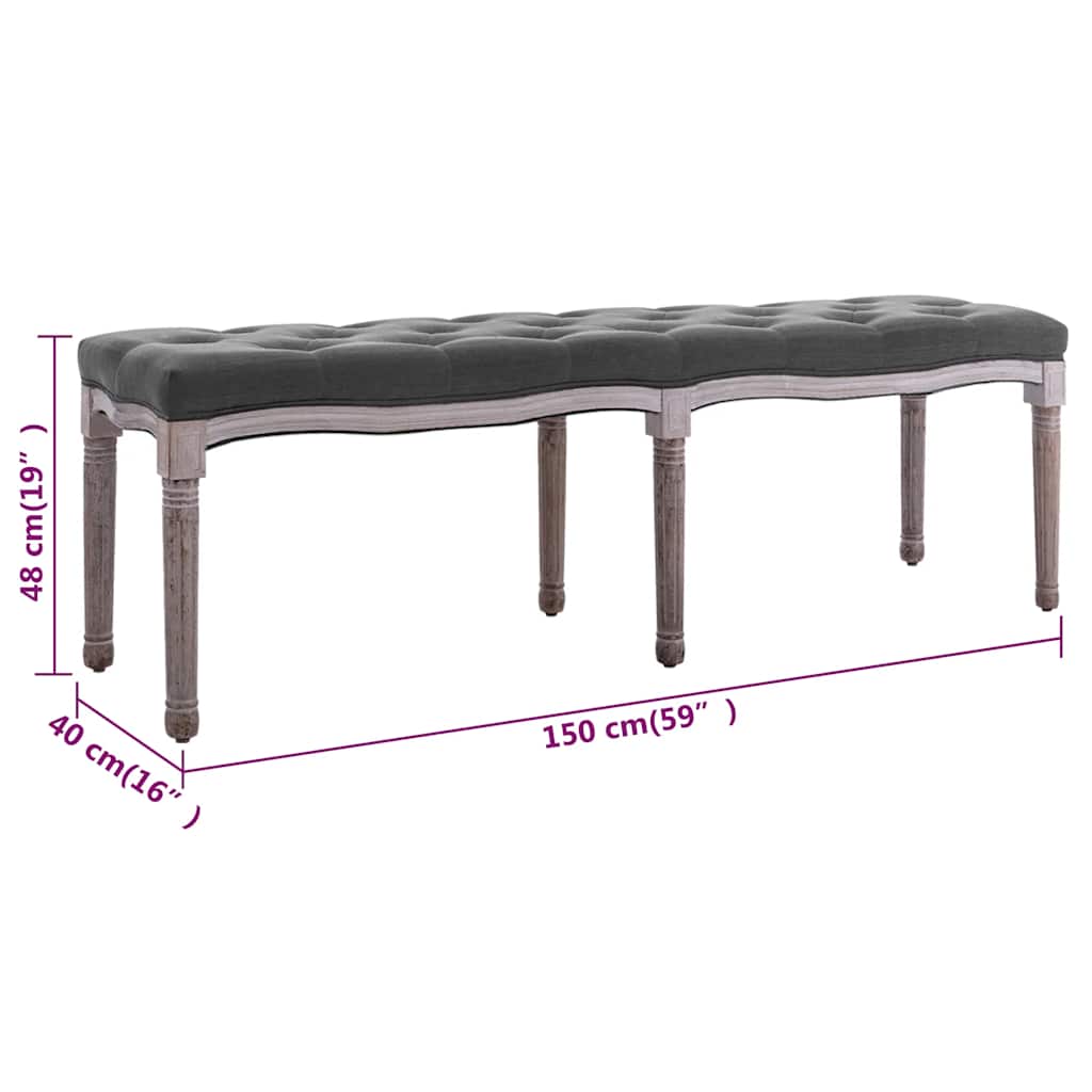 vidaXL Bench 150x40x48 cm linen solid wood cream white
