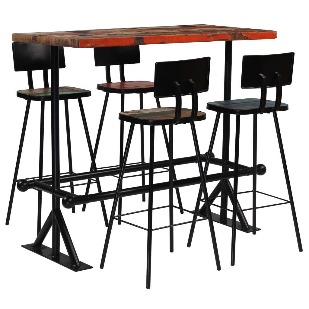 vidaXL 3-delige Barset massief gerecycled hout meerkleurig