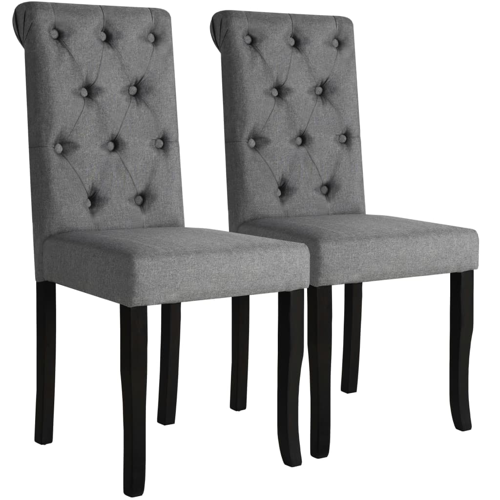vidaXL Eetkamerstoelen 2 st stof donkergrijs
