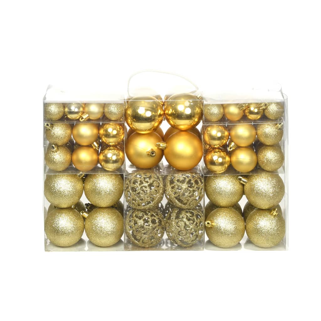 vidaXL 100-piece Christmas Ball Set 3/4/6 cm Gold