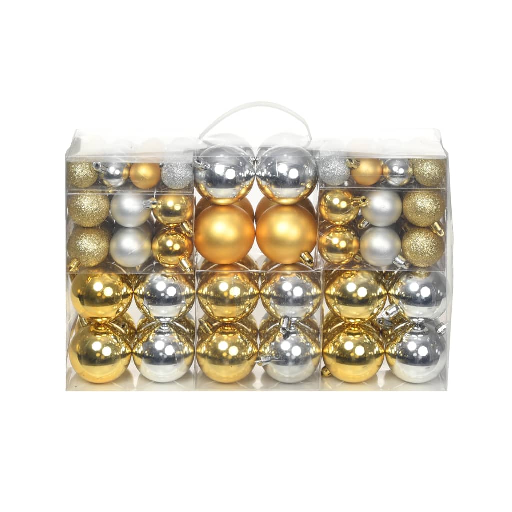 vidaXL 100-piece Christmas Ball Set 3/4/6 cm Gold