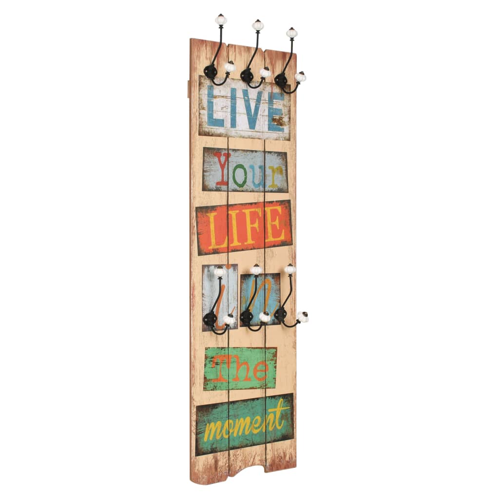 vidaXL Wall-Mounted Coat Rack with 6 Hooks HOME IS 120x40 cm
