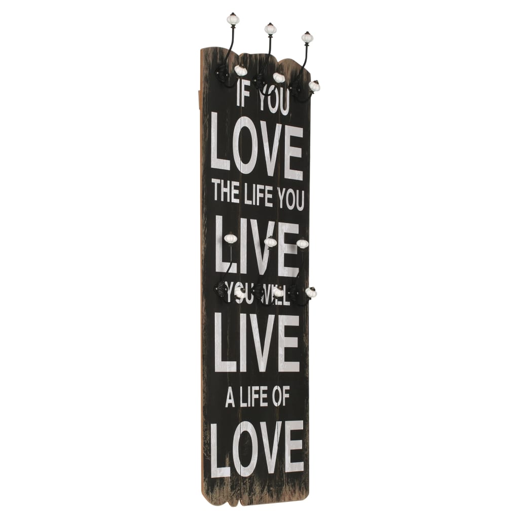 vidaXL Wall-Mounted Coat Rack with 6 Hooks HOME IS 120x40 cm