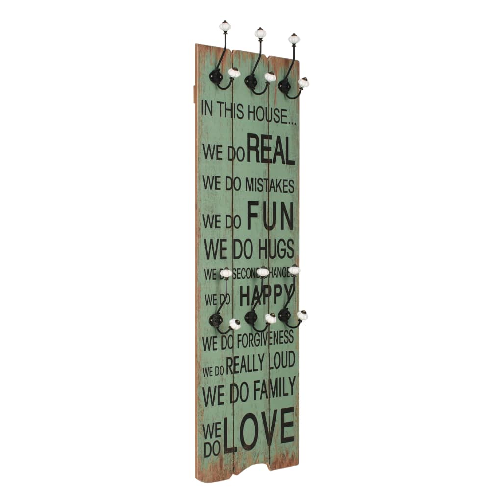 vidaXL Wall-Mounted Coat Rack with 6 Hooks HOME IS 120x40 cm