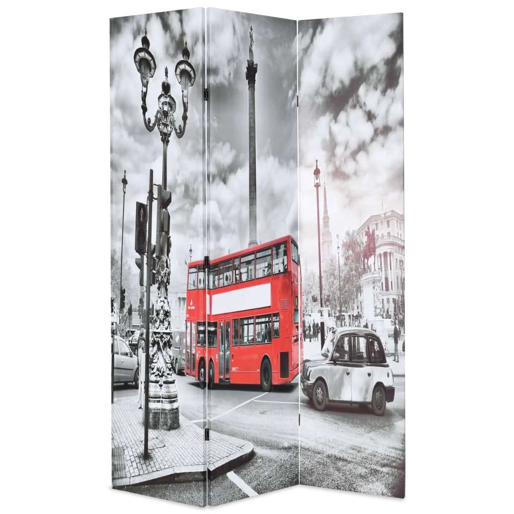 vidaXL Folding Room Divider London Bus 120x170 cm Black and White