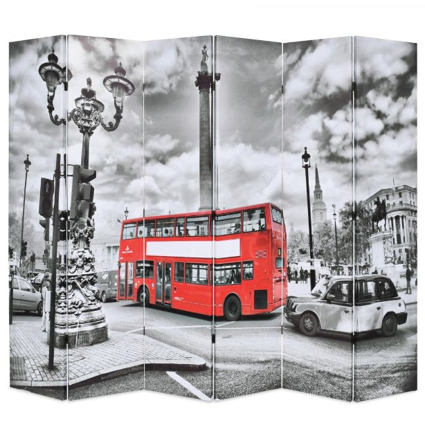 vidaXL Folding Room Divider London Bus 120x170 cm Black and White