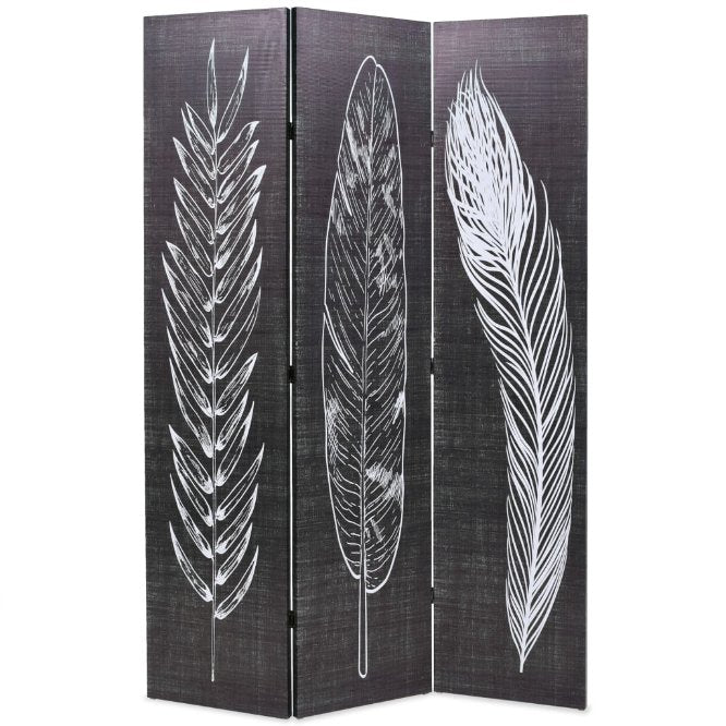 vidaXL Folding Room Divider Feathers 120x170 cm Black and White