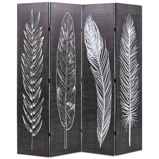 vidaXL Folding Room Divider Feathers 120x170 cm Black and White