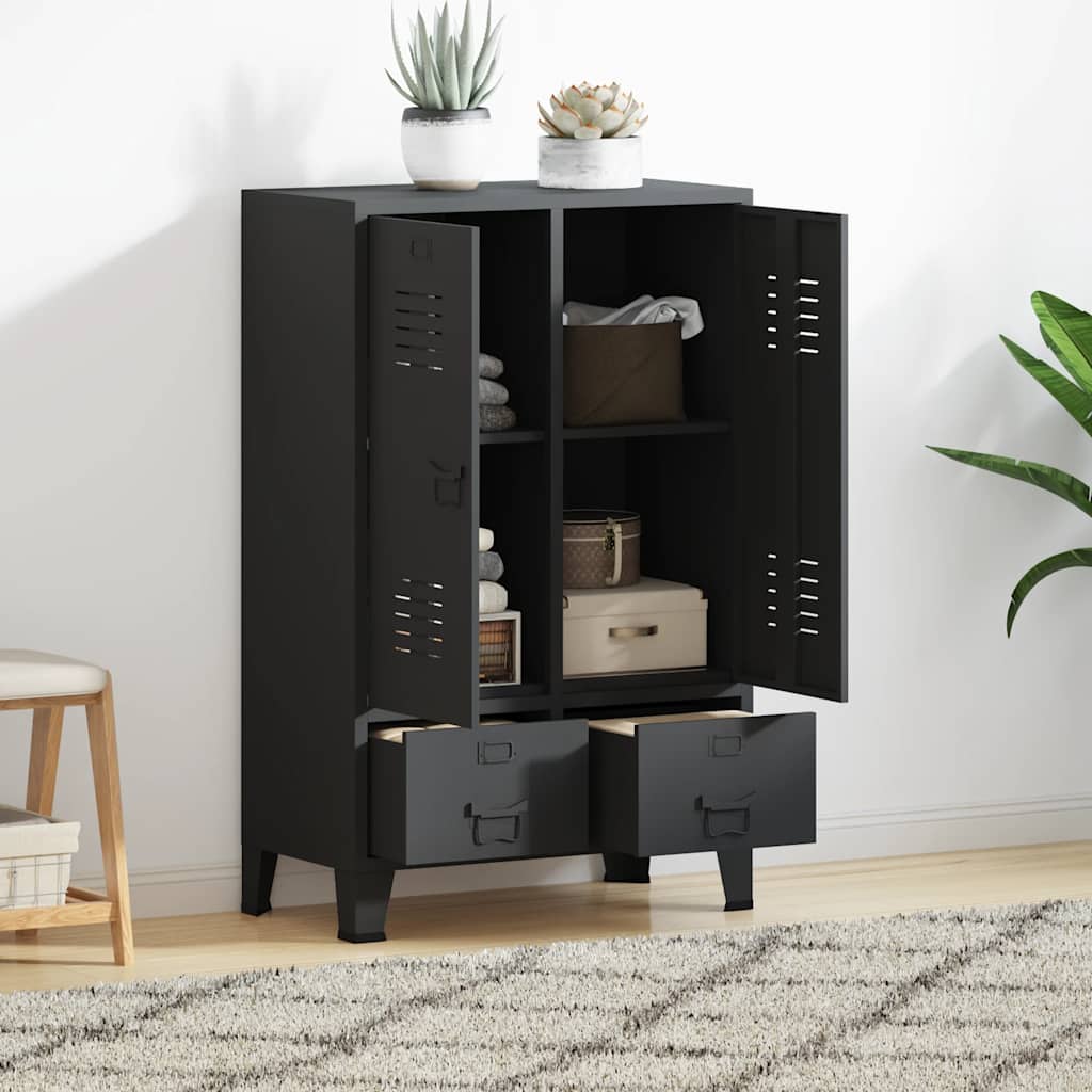 vidaXL Kledingkast industriële stijl 67x35x107 cm metaal zwart