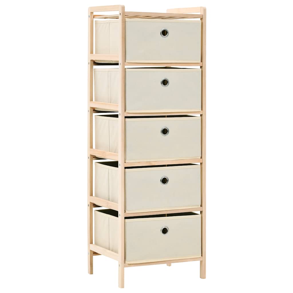vidaXL Opbergmeubel met 3 stoffen manden cederhout beige