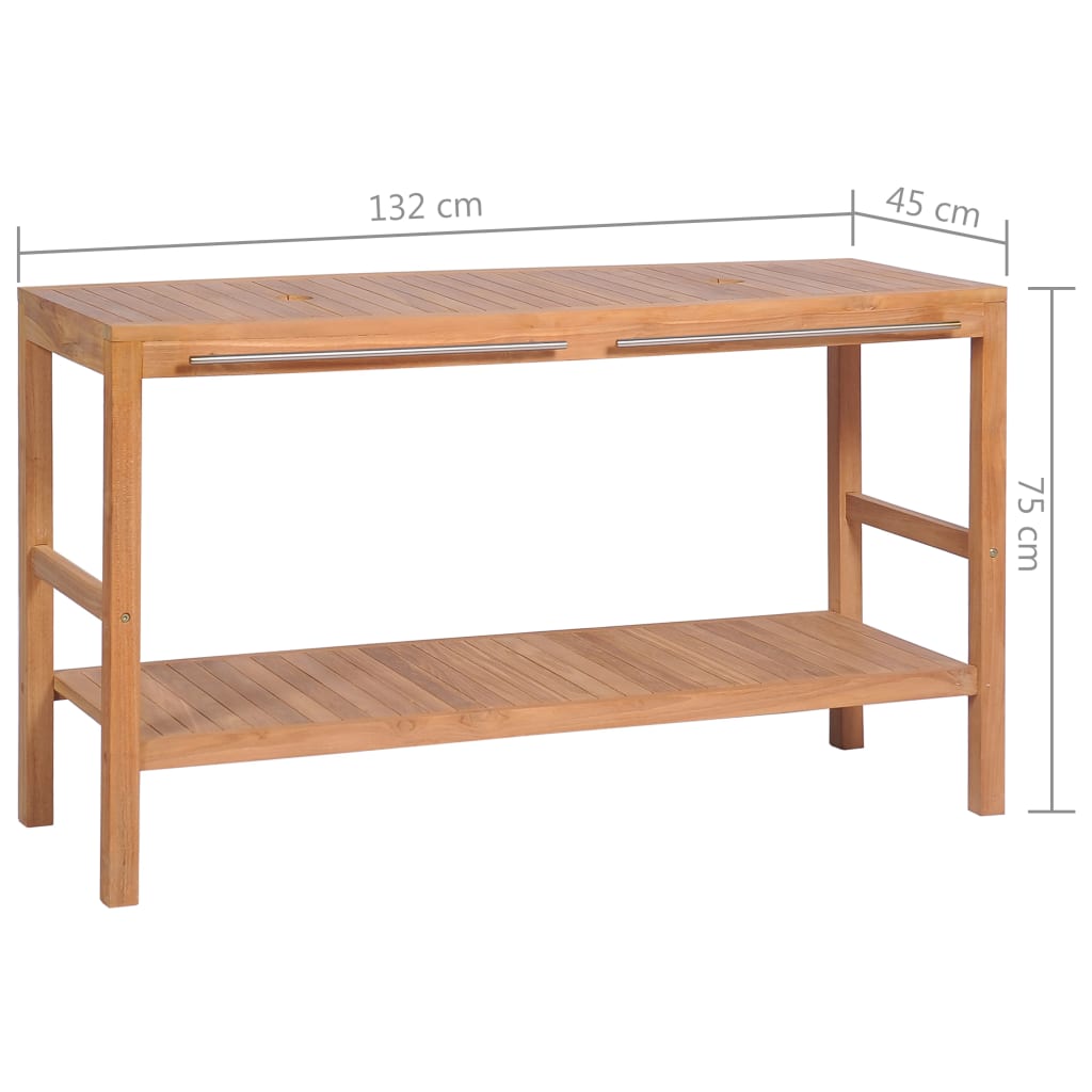 vidaXL Bathroom Vanity Cabinet 132x45x75 cm Solid Teak Wood