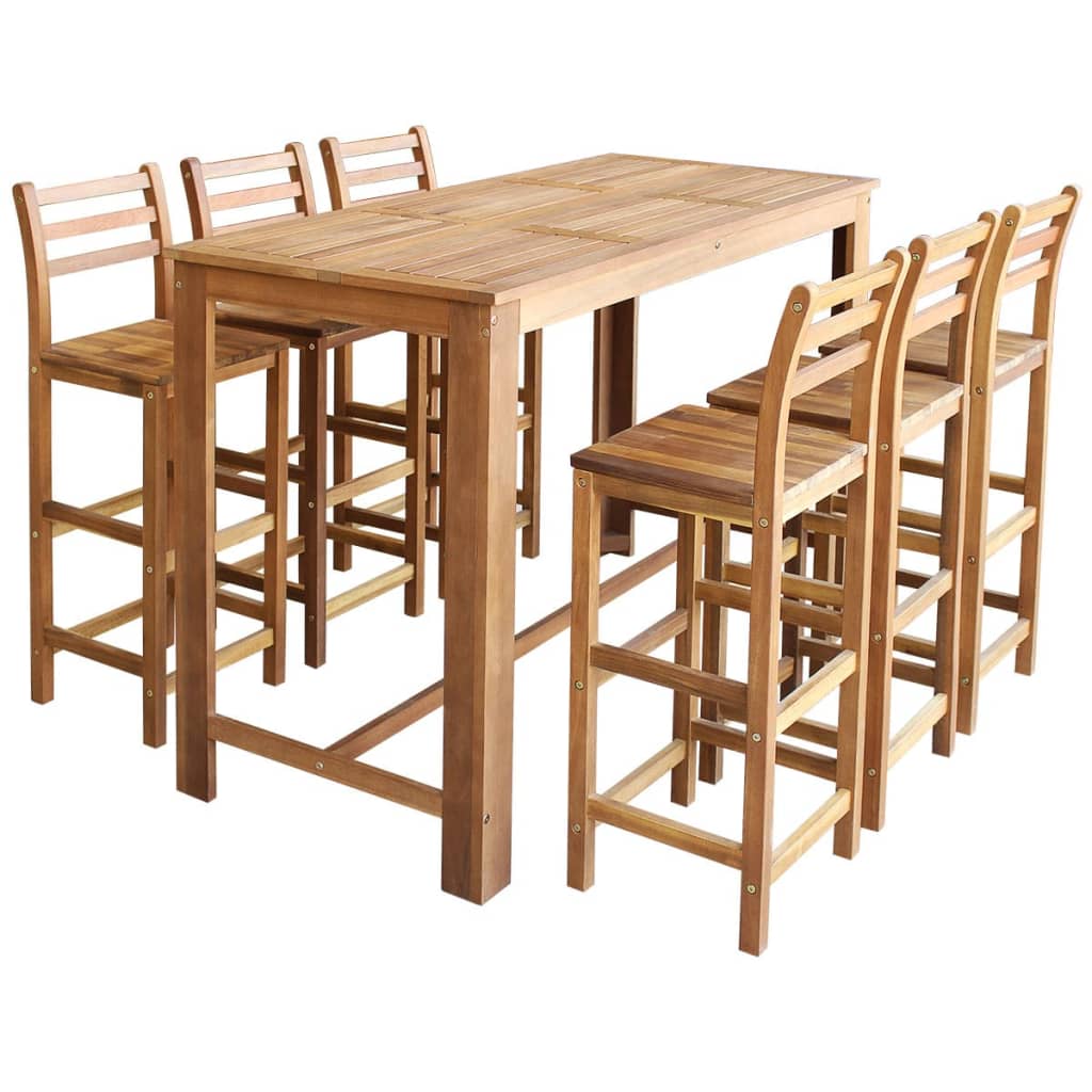 vidaXL 5-delige Bartafel et -stoelenset massief acaciahout