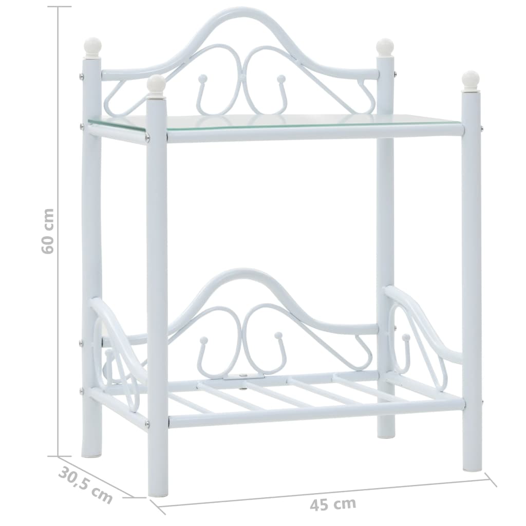 vidaXL Bedside cabinet 45x30.5x60 cm steel and tempered glass black