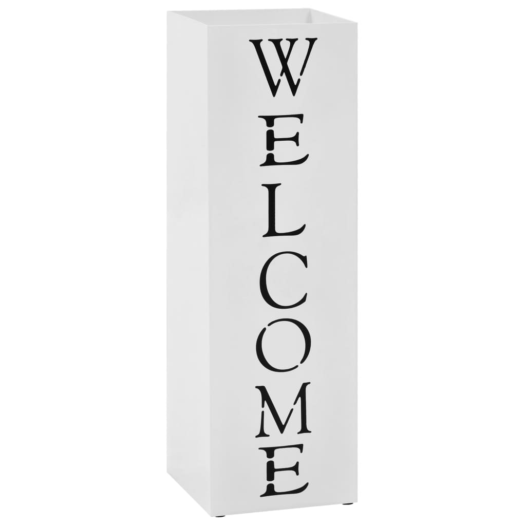 vidaXL Umbrella and Walking Stick Holder White Square Steel 48.5 cm