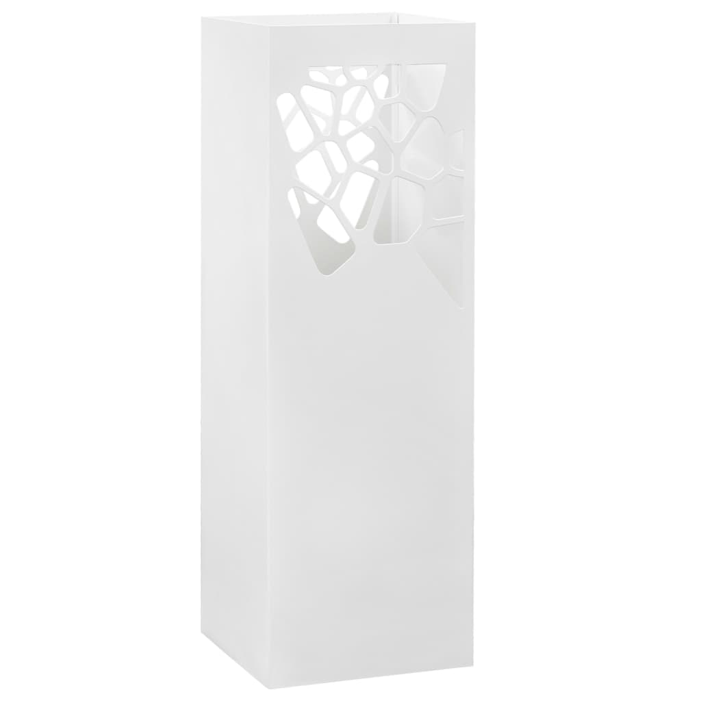 vidaXL Umbrella and Walking Stick Holder White Square Steel 48.5 cm