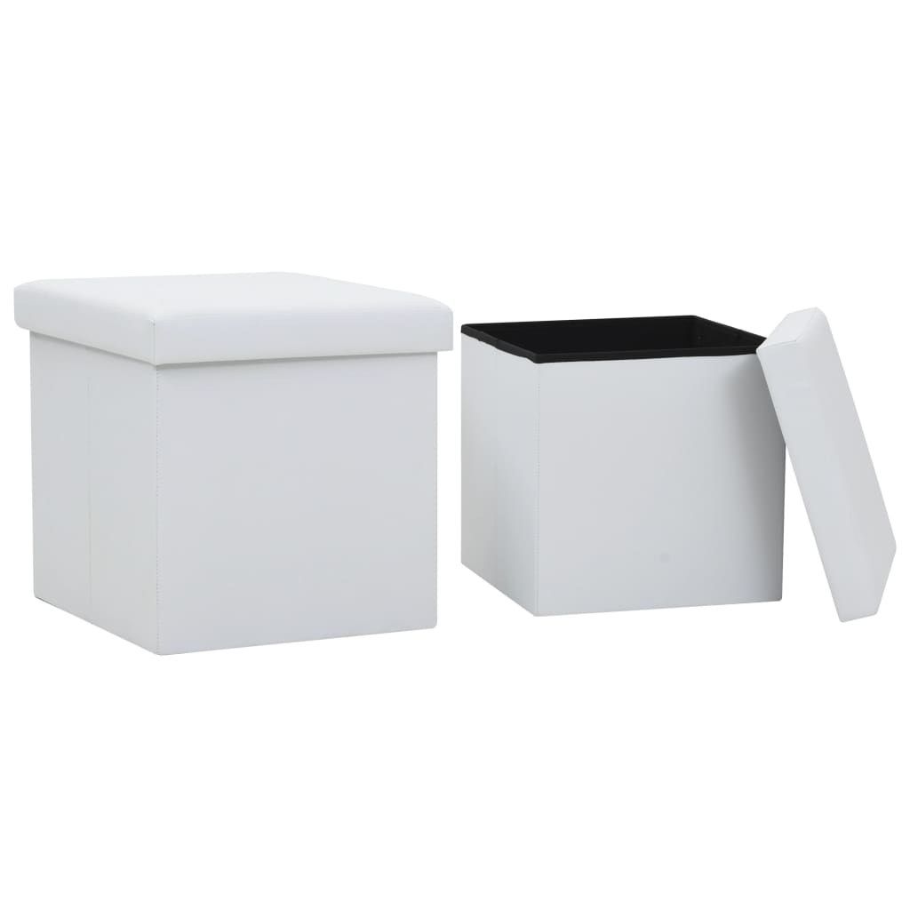 vidaXL Folding Storage Ottomans 2 pcs Faux Leather Black