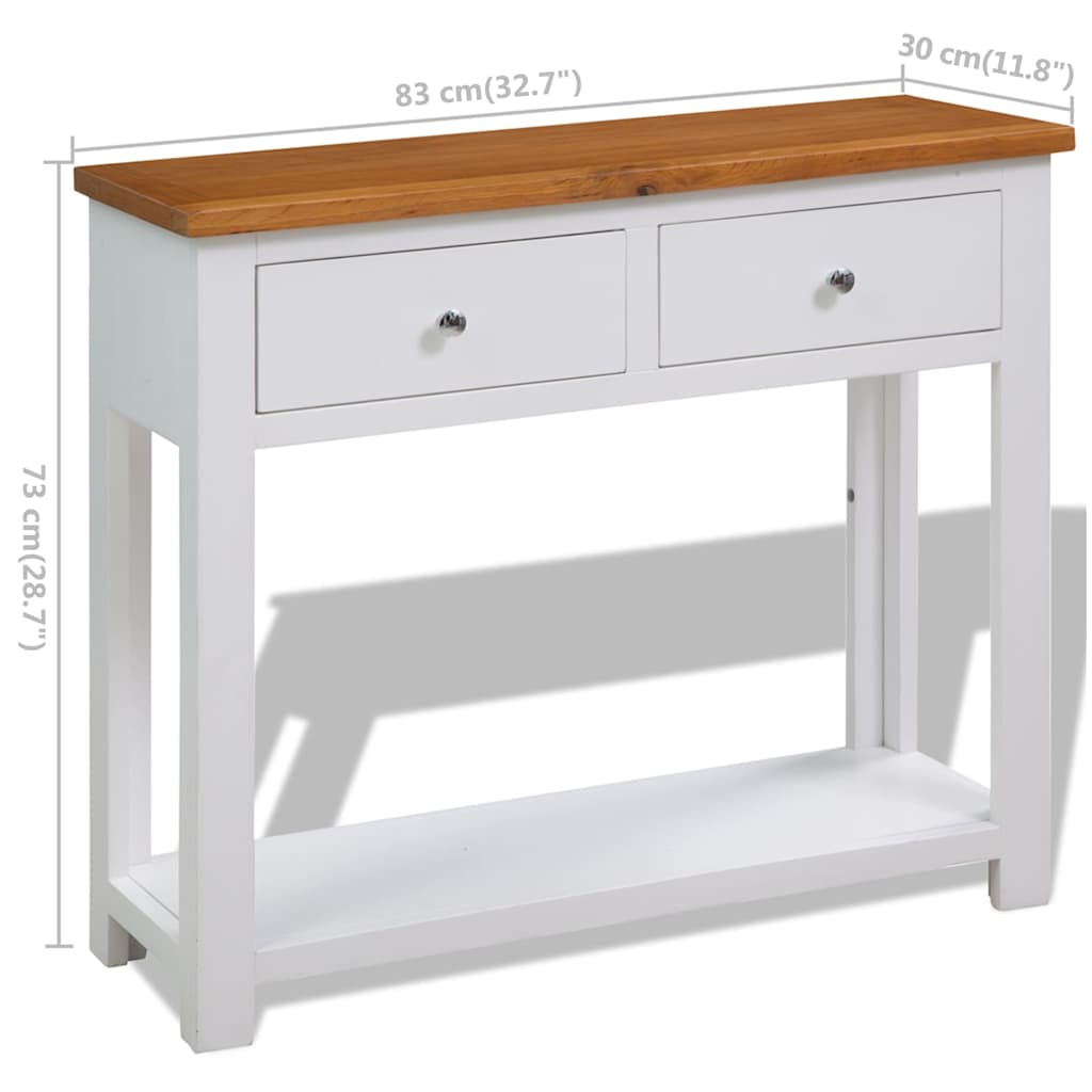 vidaXL Wandtafel 118x35x77 cm massief eikenhout