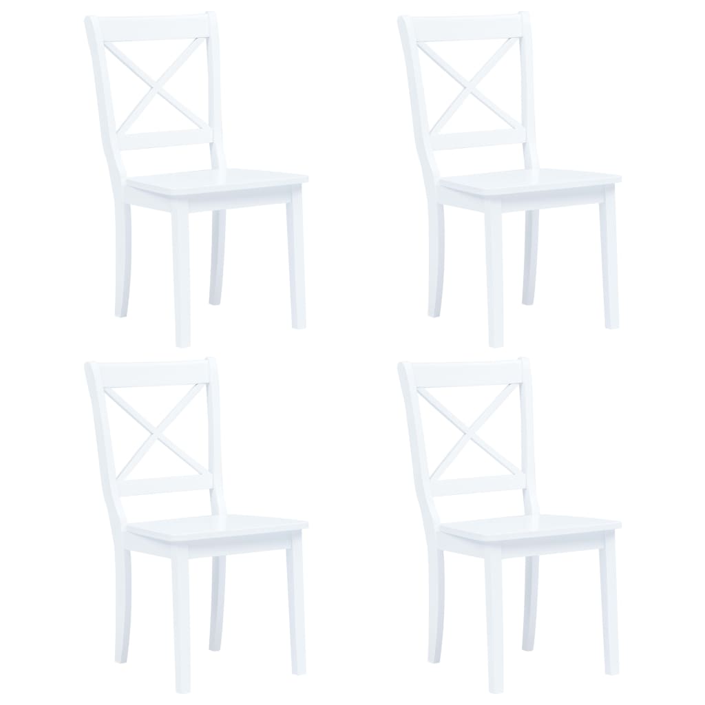 vidaXL Eetkamerstoelen 2 st massief rubberwood wit