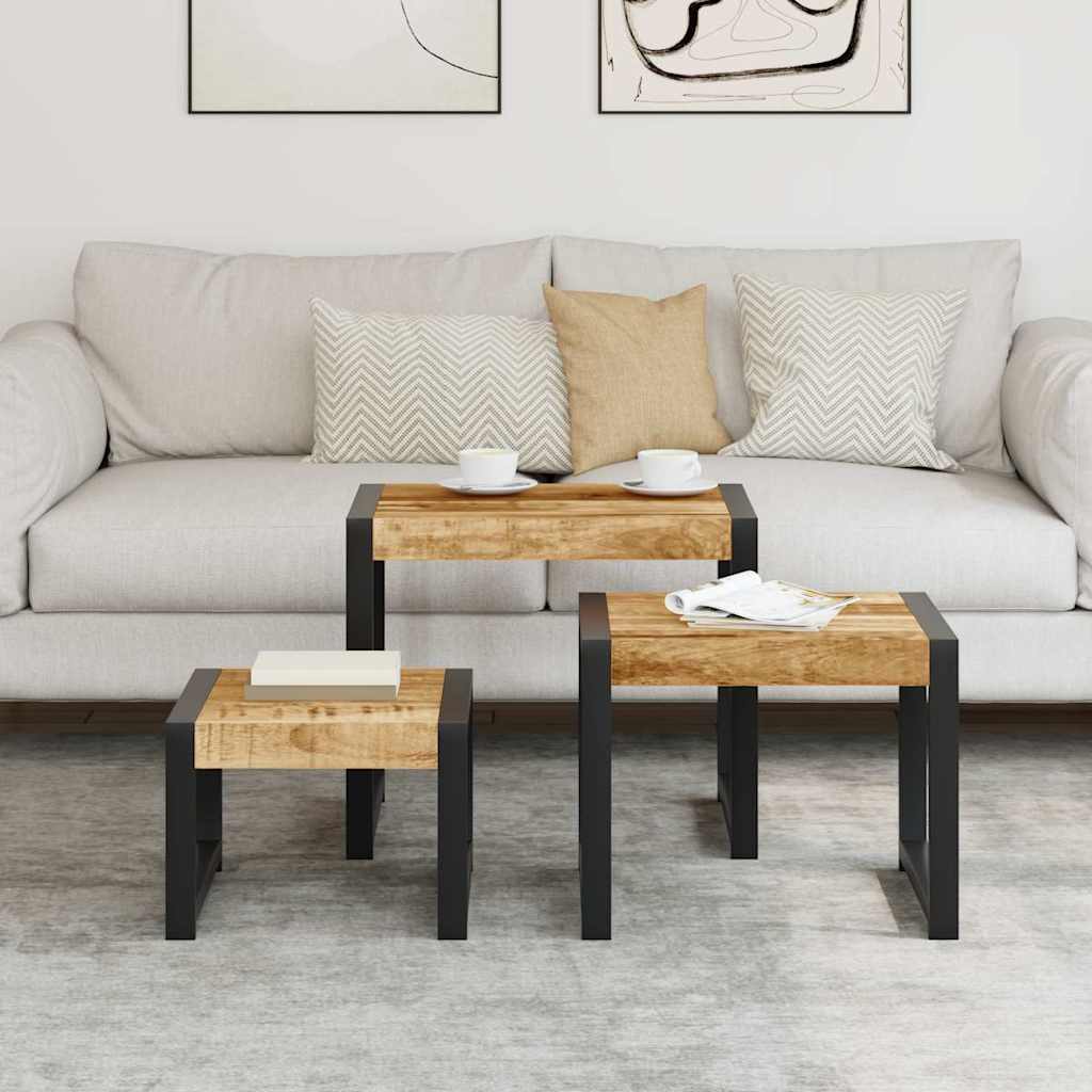 vidaXL 3-Piece Coffee Table Set Solid Reclaimed Wood