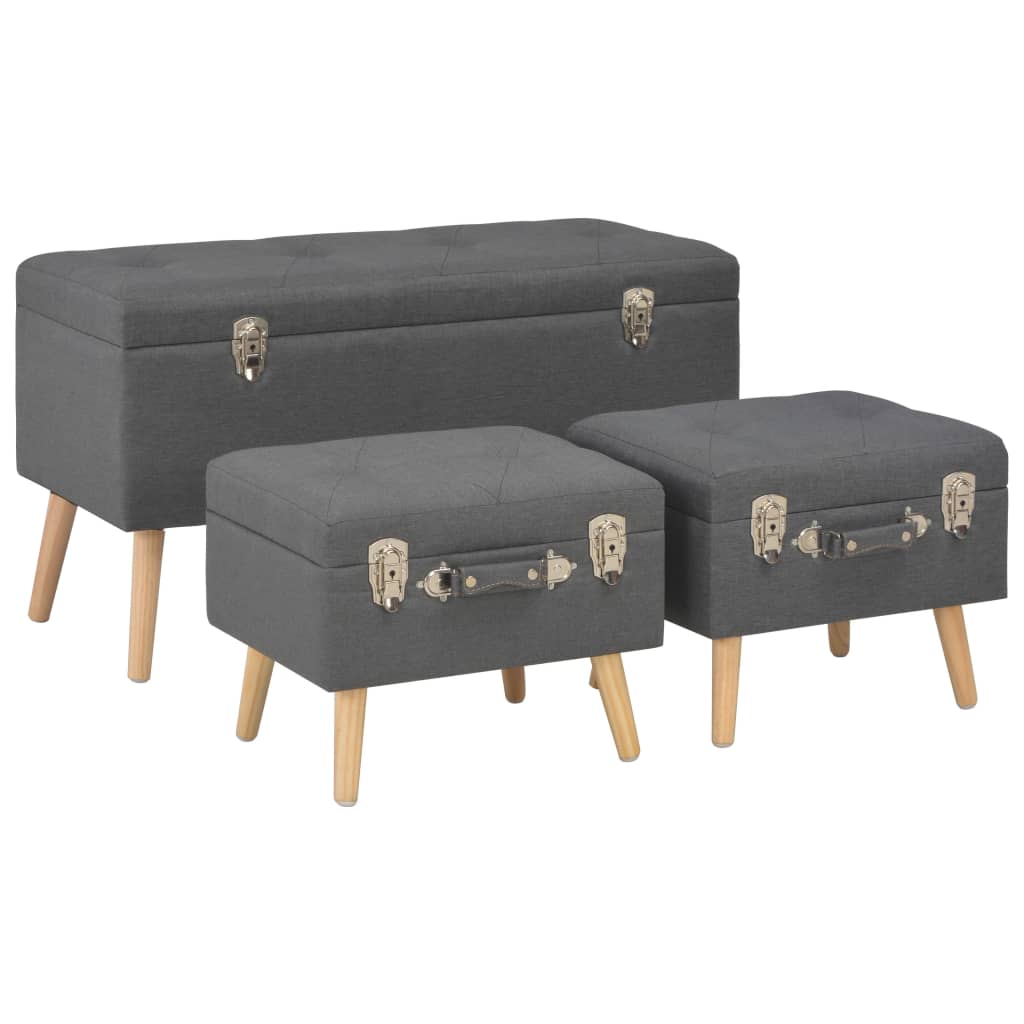 vidaXL Storage Stools 3 pcs fabric beige