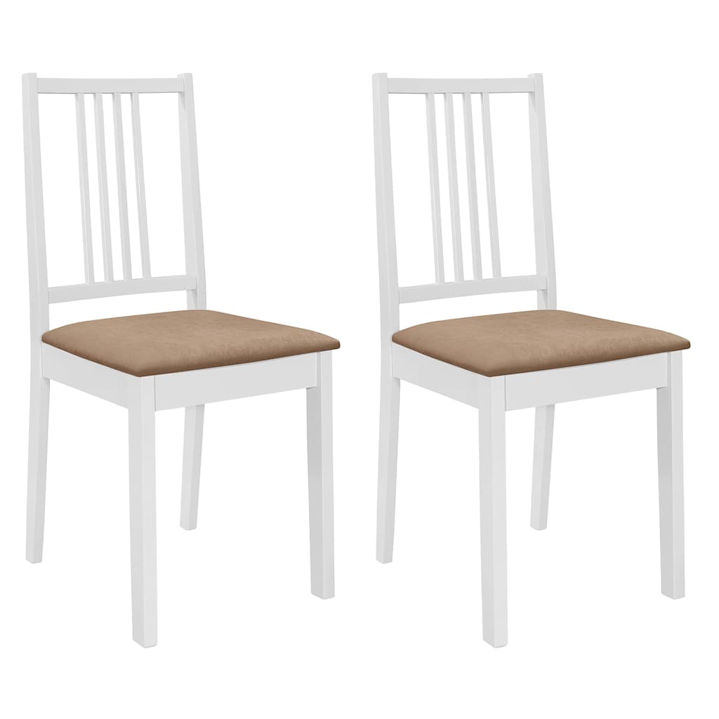 vidaXL Eetkamerstoelen met kussens 2 st massief hout wit