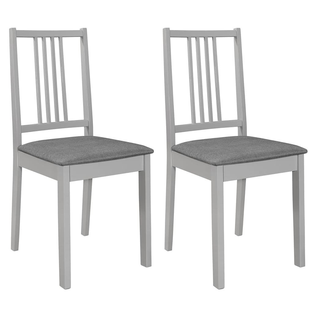 vidaXL Eetkamerstoelen met kussens 2 st massief hout wit