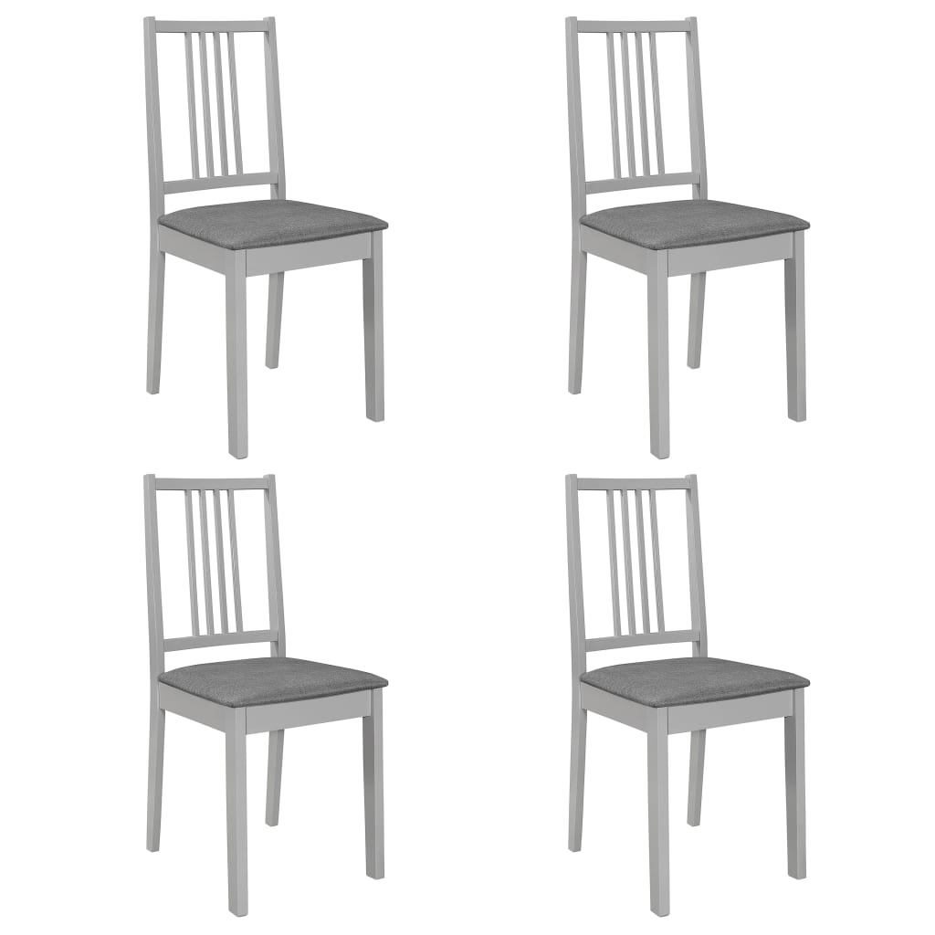 vidaXL Eetkamerstoelen met kussens 4 st massief hout wit