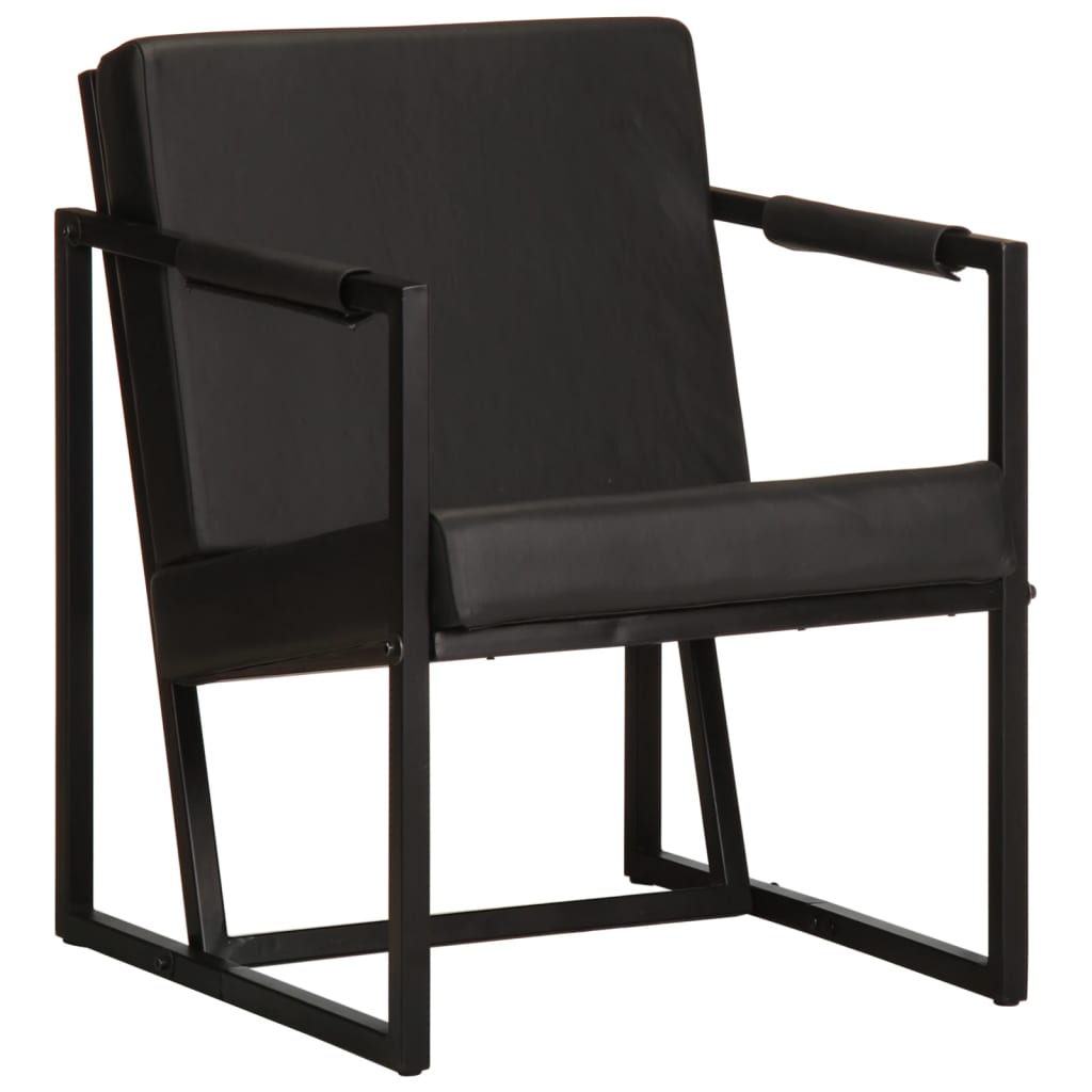 vidaXL Fauteuil echt leer grijs