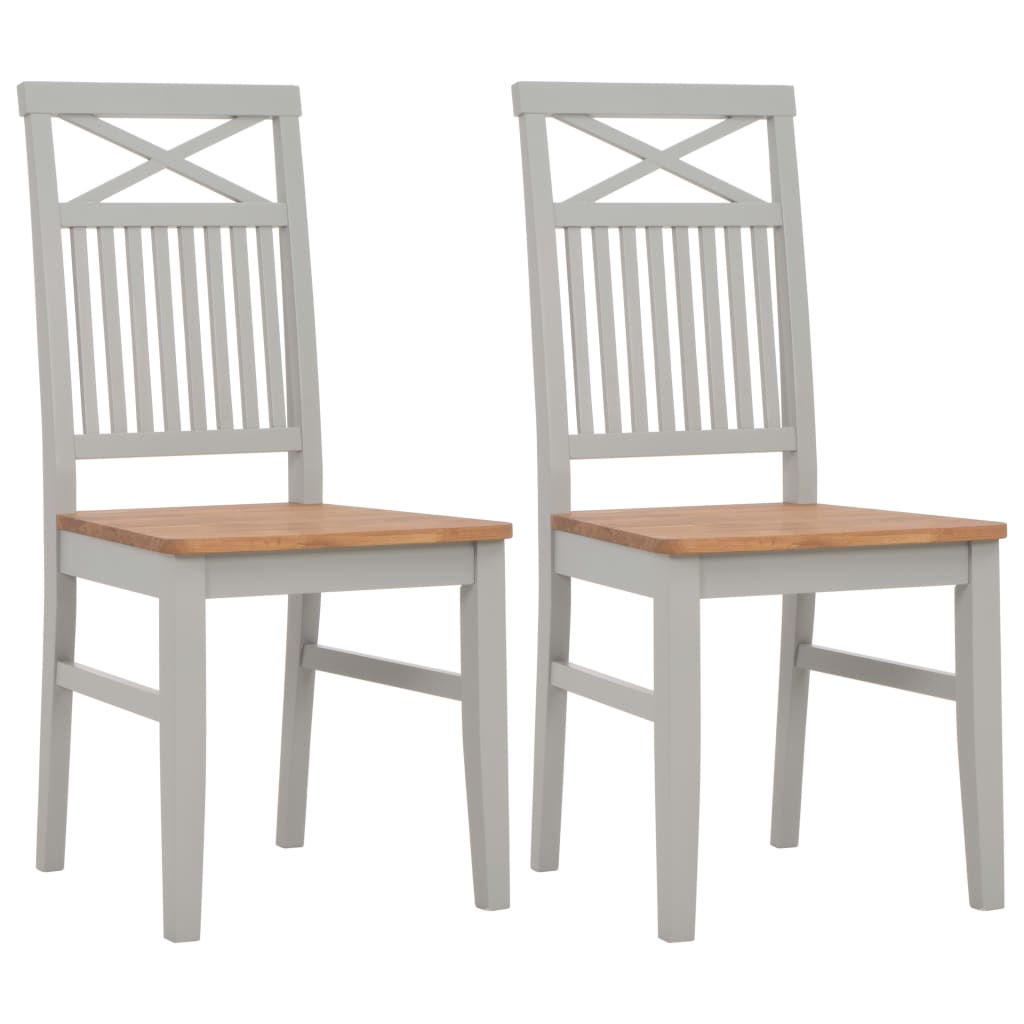 vidaXL Eetkamerstoelen 2 st massief eikenhout grijs
