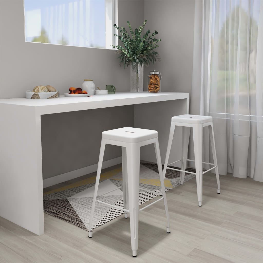 vidaXL Bar Stools 2 pcs stackable metal black