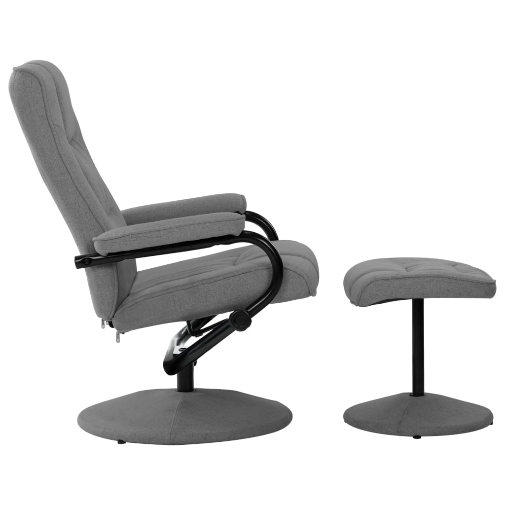 vidaXL Fauteuil verstelbaar met voetenbankje stof lichtgrijs