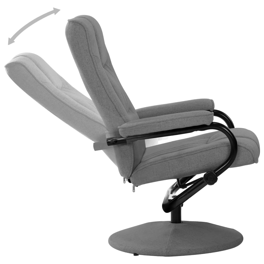 vidaXL Fauteuil verstelbaar met voetenbankje stof lichtgrijs