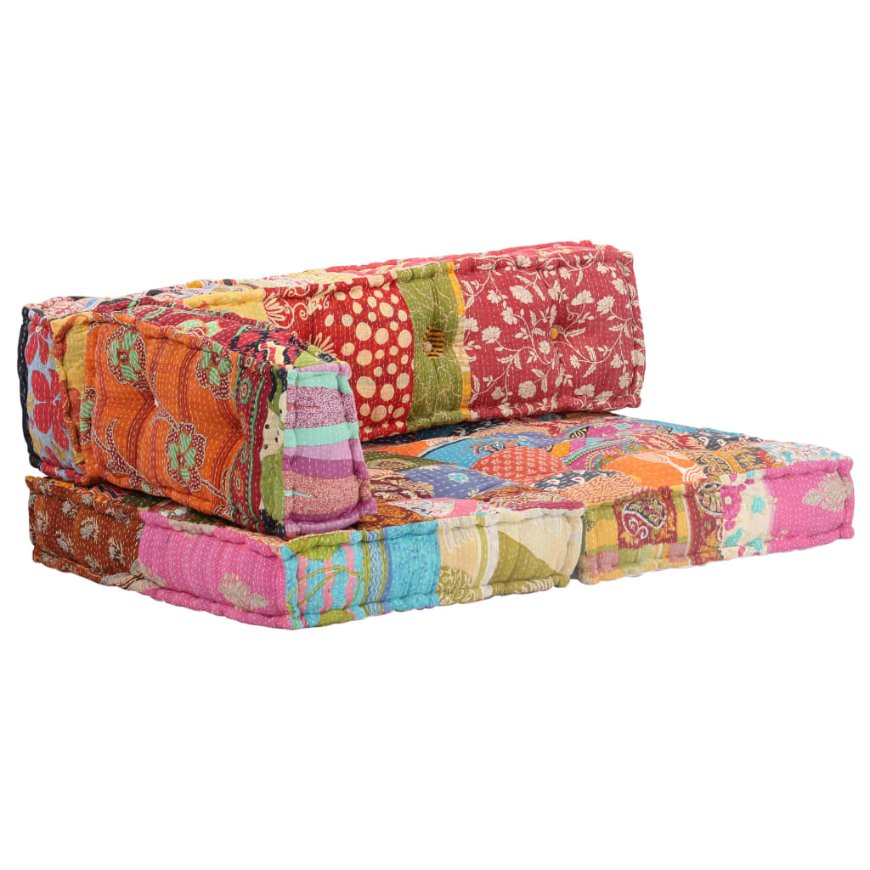 vidaXL Two-Seater Modular Patchwork Fabric Pouf