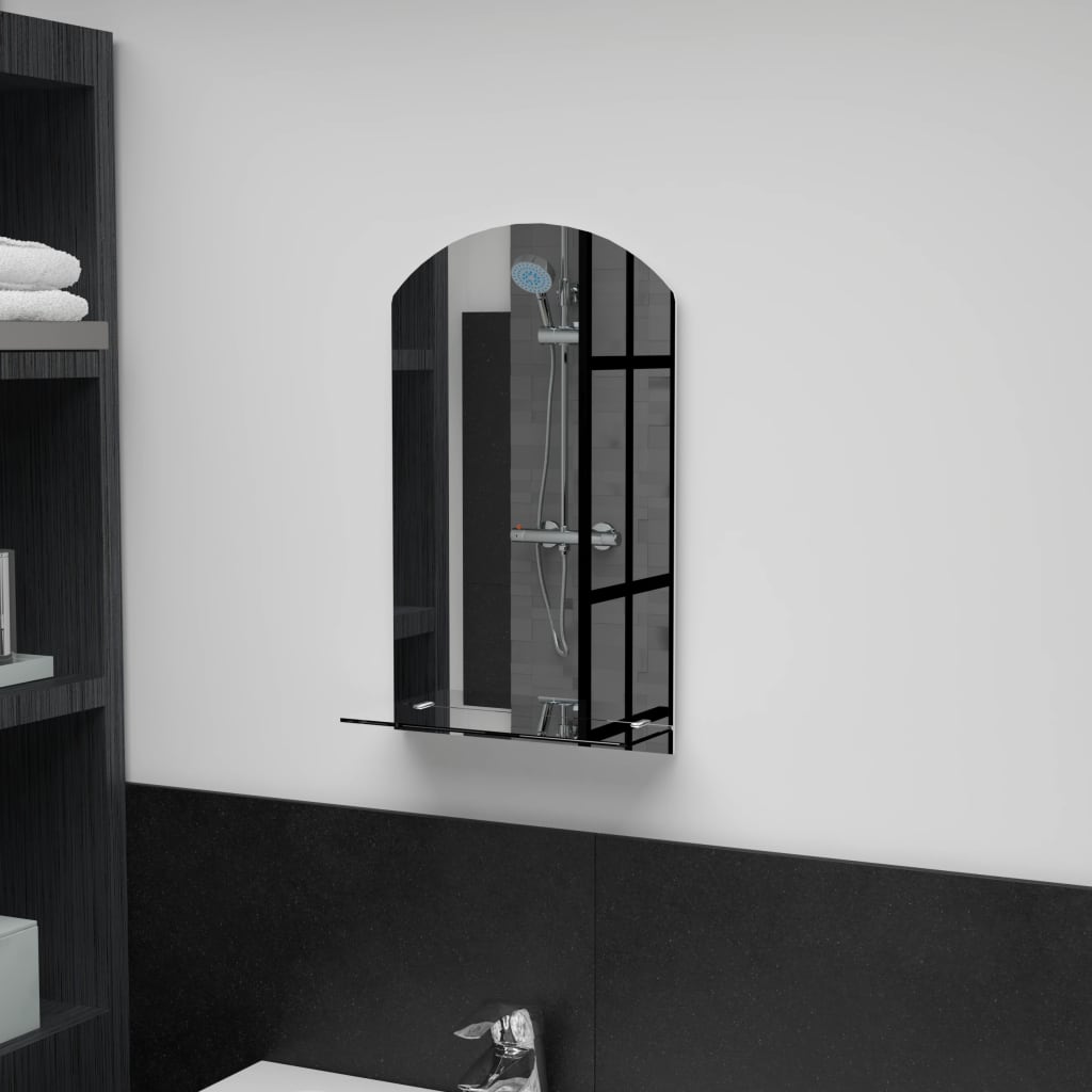 vidaXL Wall Mirror with Shelf 20x40 cm Tempered Glass