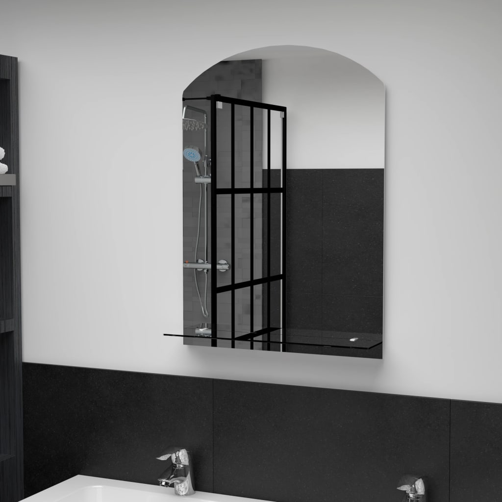 vidaXL Wall Mirror with Shelf 20x40 cm Tempered Glass