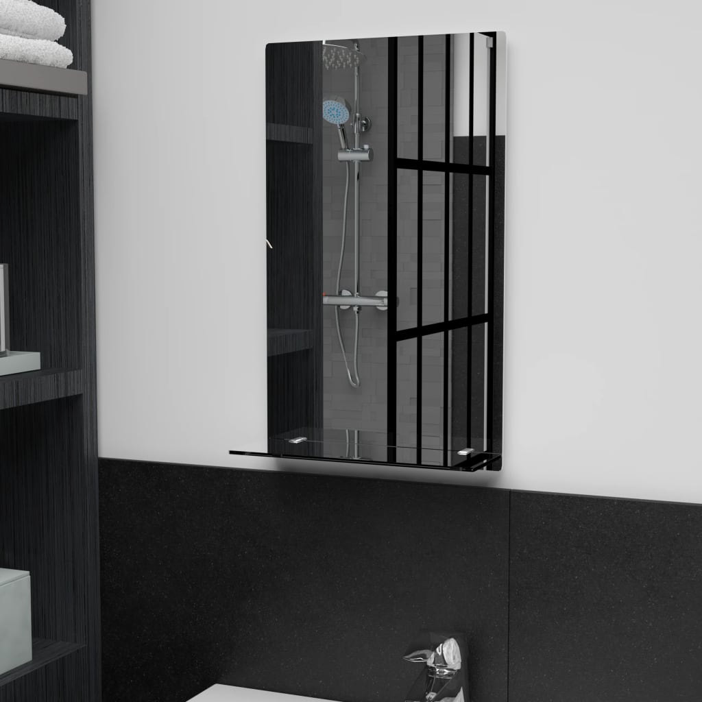 vidaXL Wall Mirror with Shelf 20x40 cm Tempered Glass