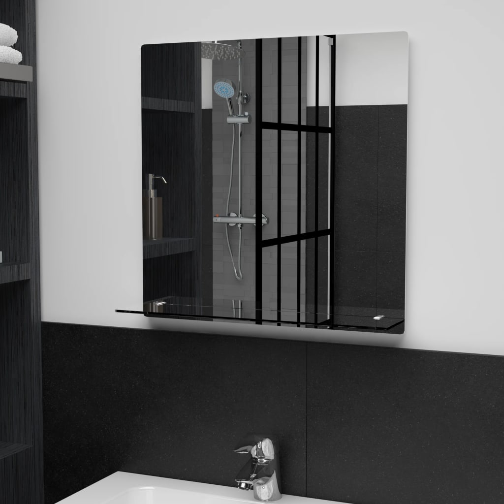 vidaXL Wall Mirror with Shelf 20x40 cm Tempered Glass